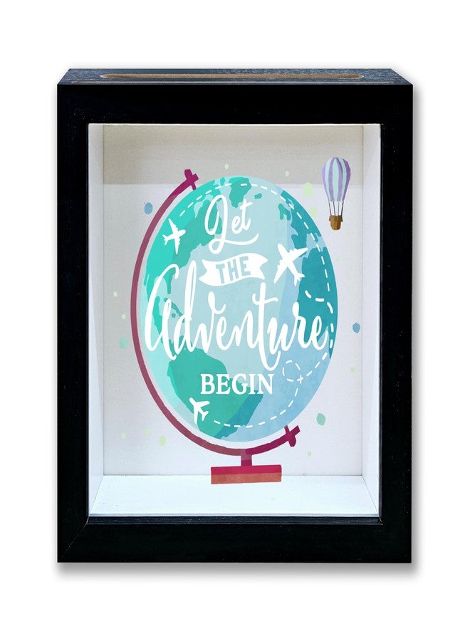 Mueddur Adventure Fund Shadow Box Frame, Honeymoon Fund Box with Slot, Let The Adventure Begin Theme Travel Memory Box, Adventure Archive Box Wedding Gifts for Newlyweds, Decorative Wooden Money Savings -01 - Image 1